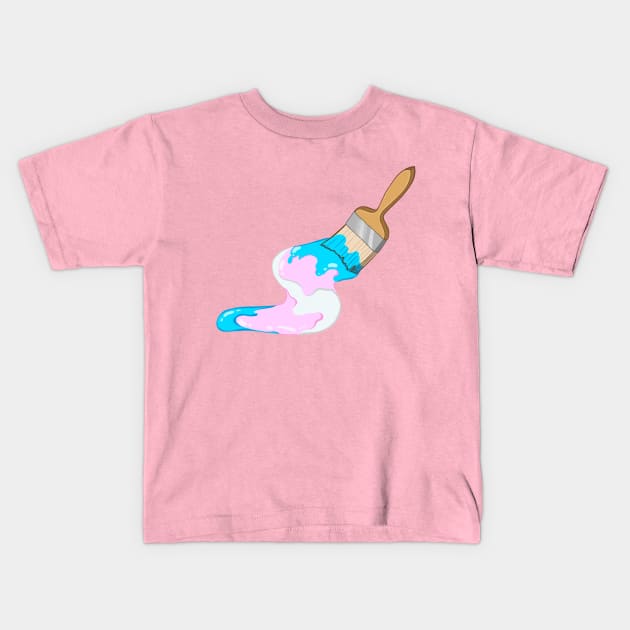 Paint Brush - Trans Pride Kids T-Shirt by LittleGreenHat